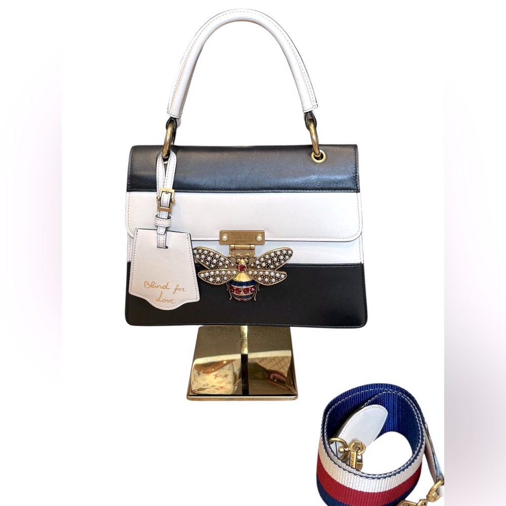 ✨🛍️ Gucci Queen Margaret Leather Top Handle Bag with Crossbody - Picture 1 of 5